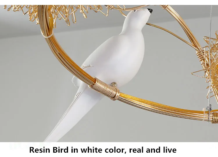 Пост Современная ручная работа Золотая алюминиевая сталь птица подвеска гнездо свет лампы скандинавские серебряные Alu. Проволочный белый стеклянный в форме яйца подвесной светильник