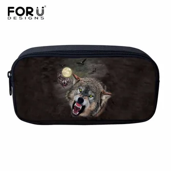 

FORUDESIGNS 3D Wolf Printing Women Cosmetic Bag Ladies Makeup Bags Pouchs For Travel Kid Cool Pencil Bag Student Pen Case
