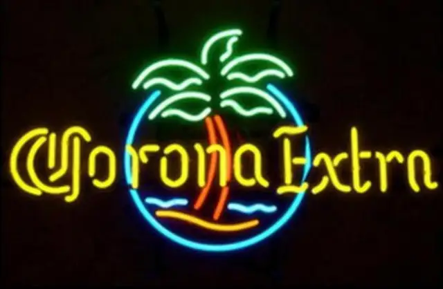 Custom Corona Extra Circle Palm Glass Neon Light Sign Beer Bar