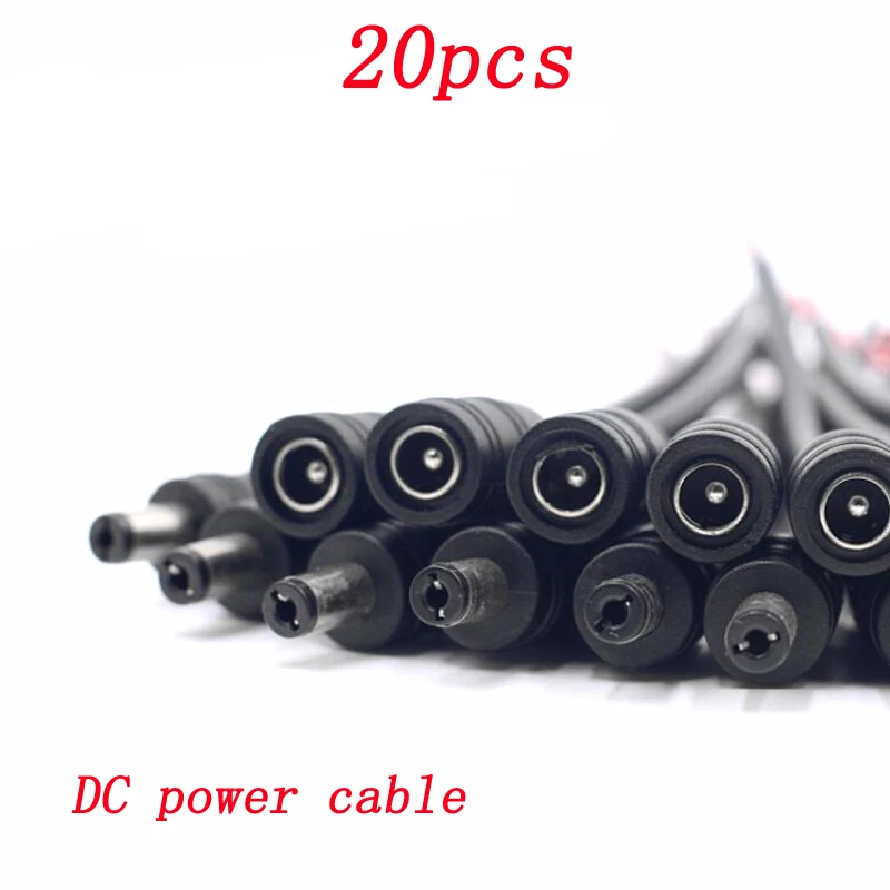20pcs DC Power Connection Cable Male Female Connector 5.5*2.1mm DIY Extension Connect for Model Adapter Parts | Игрушки и хобби