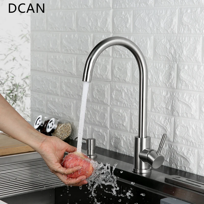  DCAN Tap Kitchen Faucet 360 Degree Swivel Stainless Steel Kitchen Sink Faucet Single Handle Hot and - 32890098241