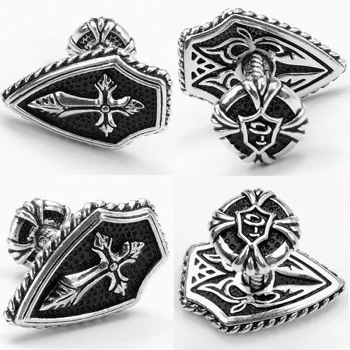 

SPARTA White Gold Electroplated Cross Cufflinks men's Cuff Links + Free Shipping !!! metal buttons
