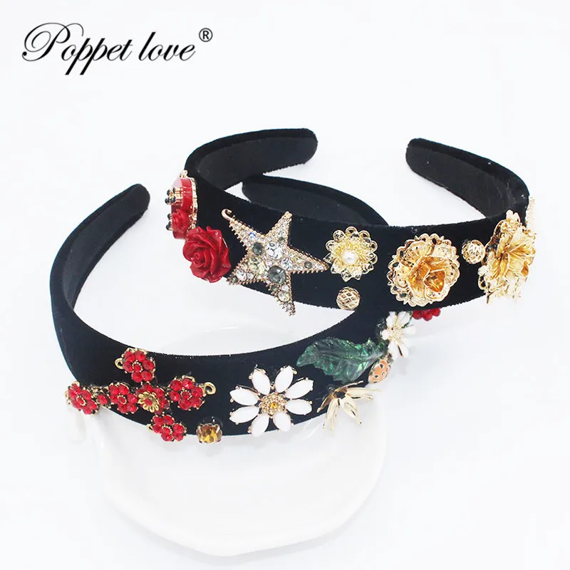 

Luxury Hair Jewelry For Bride Cross Crystal Star Pearl Metal Leaf Hairband Wedding Tiaras Headpiece Headband Bridal Hair Accesso