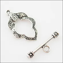 6 комплектов тибетский серебряный лист круг браслет переключить застежки разъемы