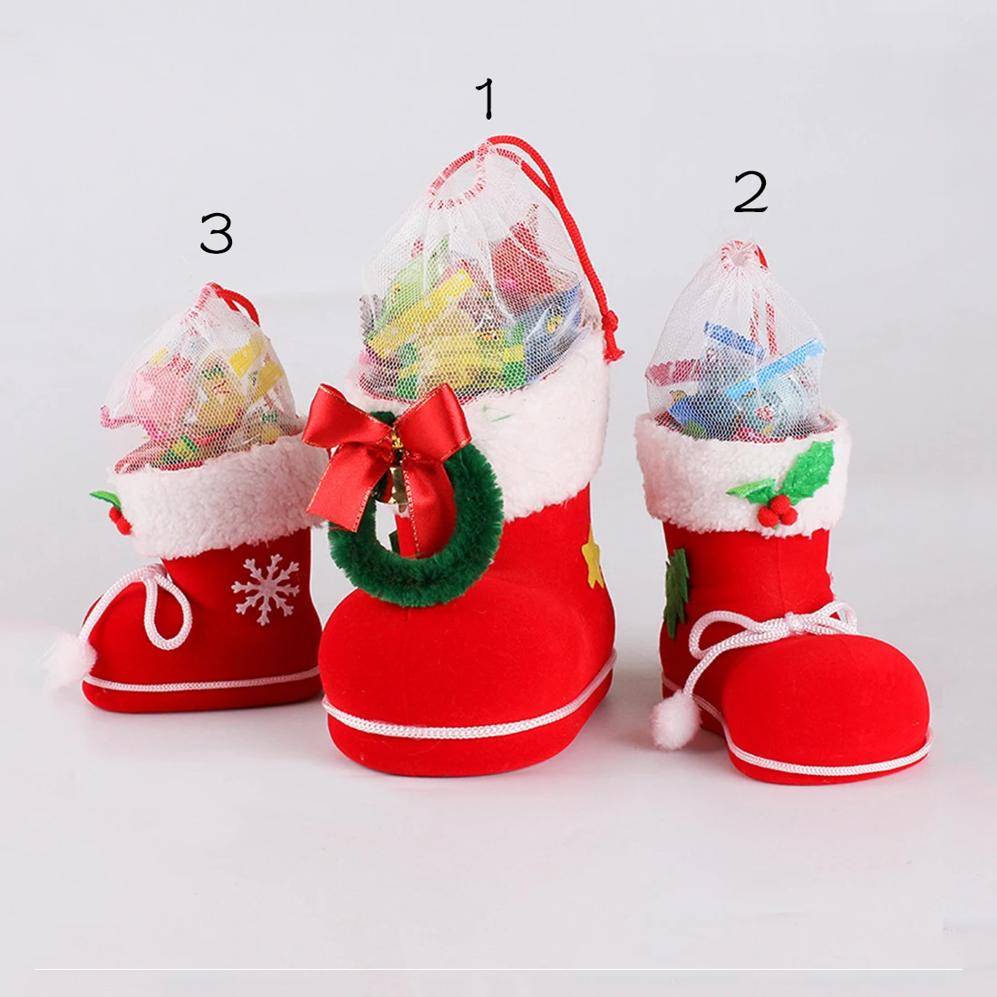 2017 Новый 4 размер Рождество Home Decor Санта-Клауса; чулок дети ребенок конфеты подарок держатель сумки елка украшения