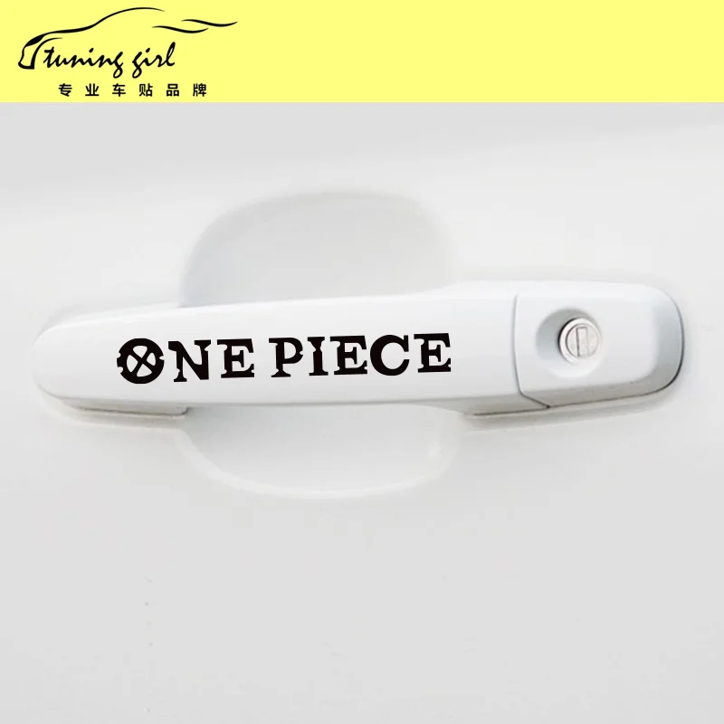 

Car Stickers ONE PIECE Cartoon Pirates Creative Decals For Door Handle Auto Tuning Styling Vinyls 4 PCS/Set 13x2cm D10
