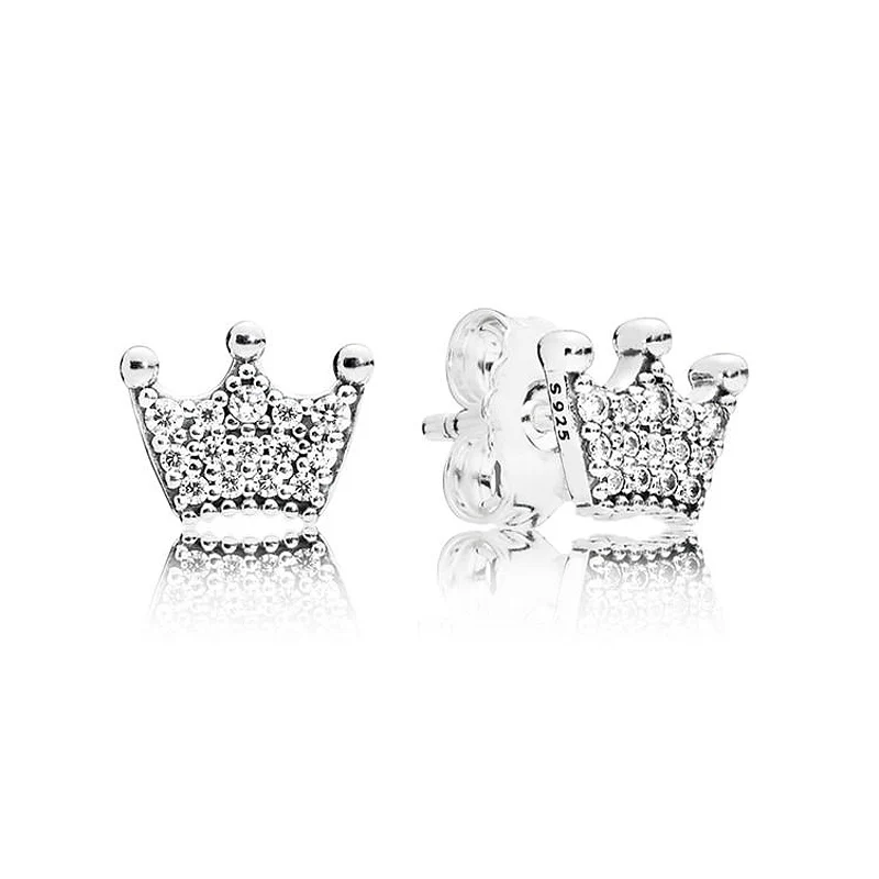 

Authentic 925 Sterling Silver Pandora Earring Enchanted Crown With Crystal Studs Earrings For Women Wedding Gift Fine Jewelry