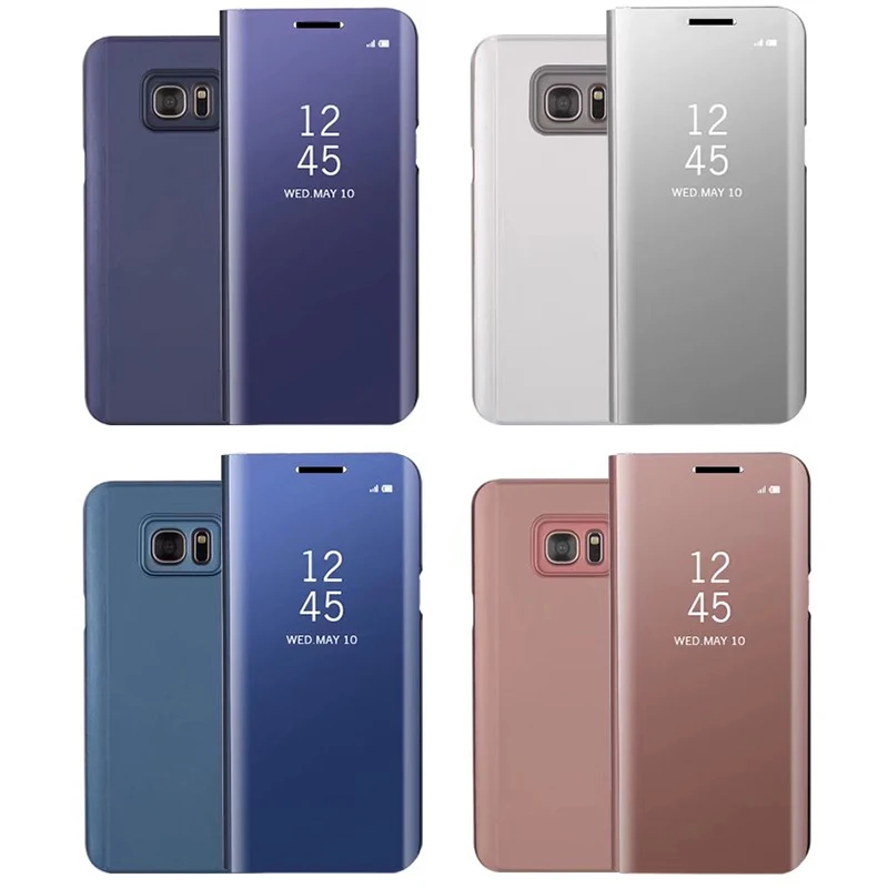 Чехол для Samsung Galaxy A6 A5 A7 A8 J4 J6 J8 2018 зеркальный умный прозрачный флип-чехол Note 9 S9 S8 S7