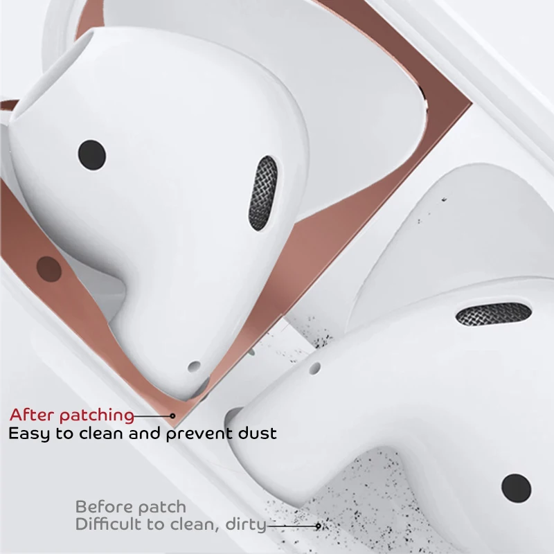 Металлическая защита от пыли Защитная Наклейка для Apple AirPods чехол аксессуар защита для AirPods от железной металлической стружки