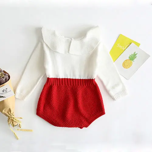 

Newborn Baby Girl Wool Knitting Tops Bodysuit Warm Outfits Autumn Winter Clothes