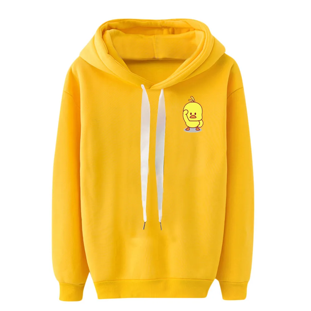 Buy Hoodies Sweatshirt Female Ladies Hooded Print Little Yellow Duck Long