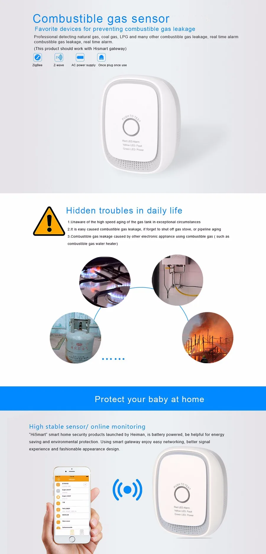 Kitchen Use Heiman Wireless Zigbee3.0 Carbon Monoxide Detector CO Gas  Sensor Compatible with Home assistant SmartThings Gateway - AliExpress