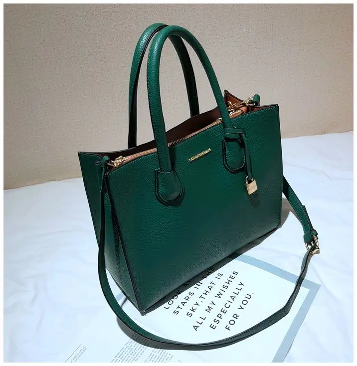 Женская сумка роскошные сумки дизайнерские с замком высокое качество сумка через плечо из искусственной кожи зеленая сумка через плечо OL дамская сумочка кошелек
