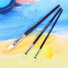 3 шт./компл. смешанной щетиной и шерсти волосы маслом принадлежности художественные кисти деревянный плоская ручка для гуашь акрил живопись