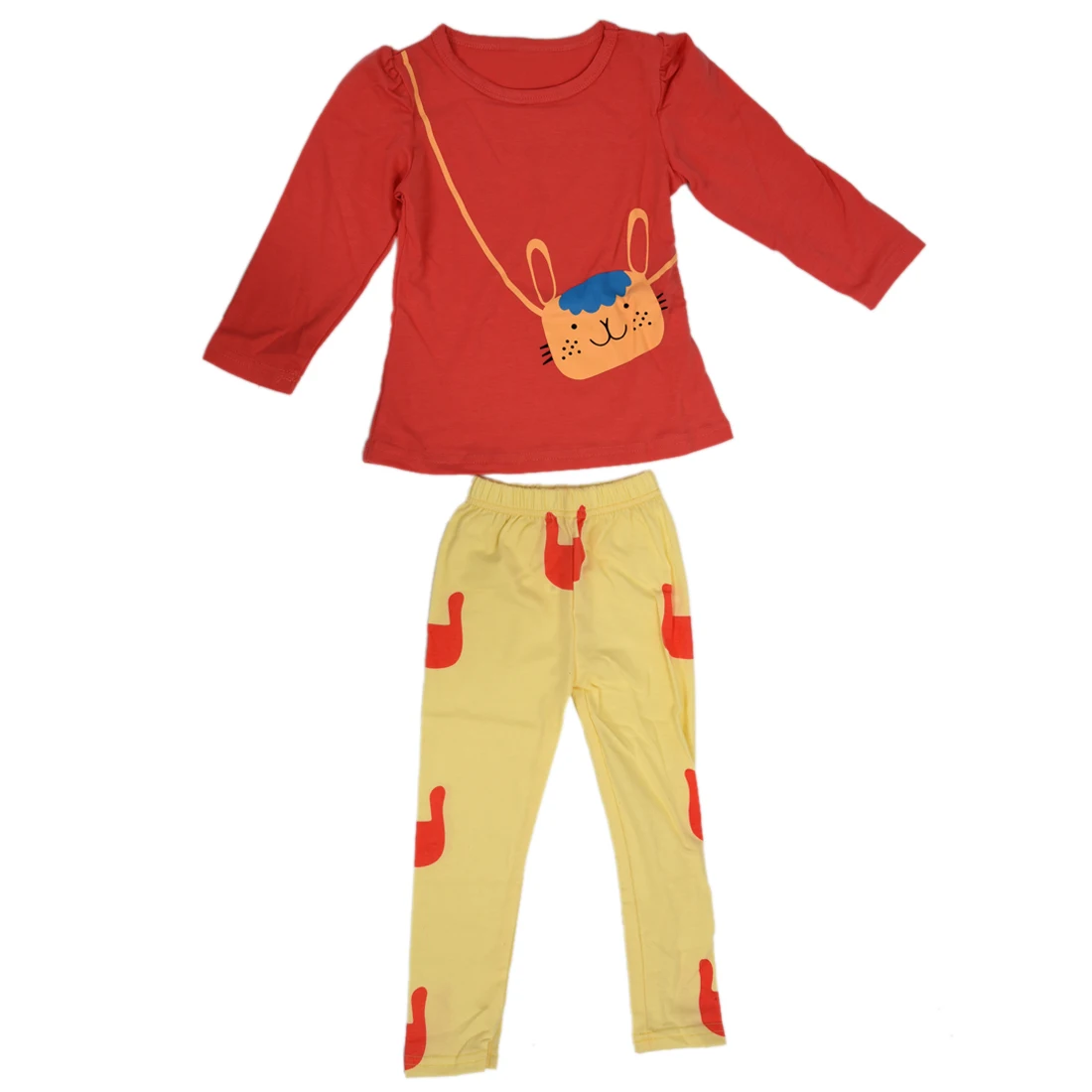 

ABWE Girls Sets Kids Apparel spring autumn 2pcs Set shirt+pants children clothing suits sportswear set rabbit red