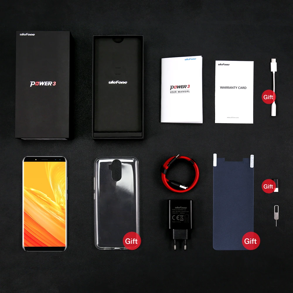 Ulefone Power 3 мобильный телефон 6 ГБ + 64 0 &quotэкран 6080 мАч Восьмиядерный 21 МП Quad Camera Face ID 4G