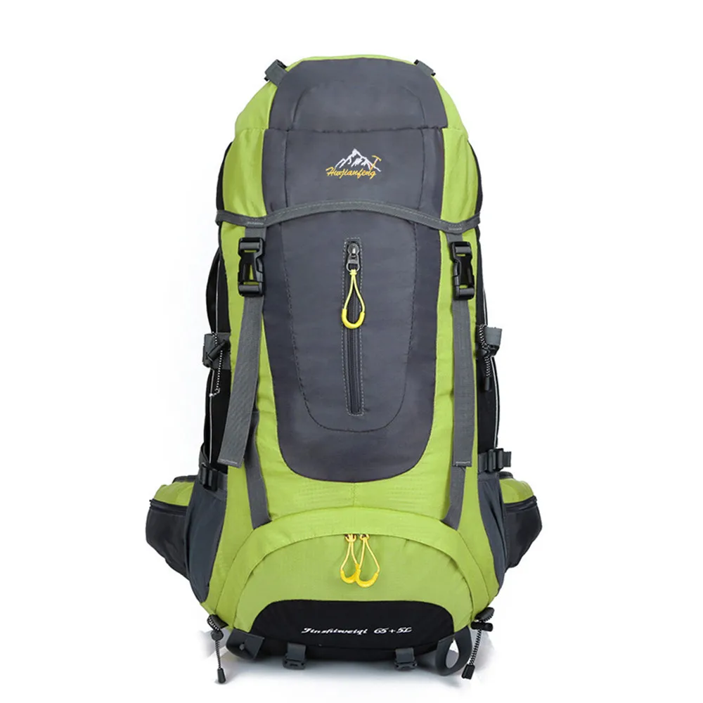 Спортивная сумка 56-75L, открытый двойной наплечный рюкзак, водонепроницаемый, большая вместимость, для альпинизма, для мужчин и женщин, дорожные сумки 0621 - Цвет: Зеленый цвет