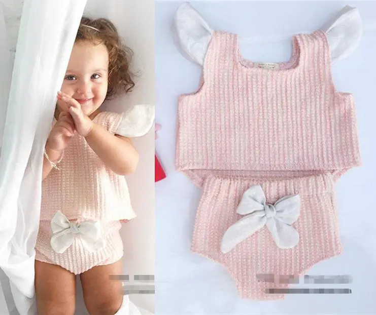 

Ins European Style Girl Knitted Sets Ruffles&bow Cute Tops&pants Clothing Sets Princess Girl Toddler Party Costumes