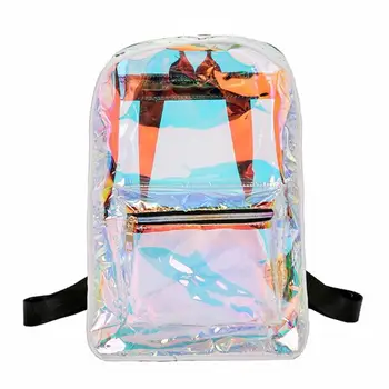 

Street Women PVC Clear Laser Hologram Backpack Large Capacity Backpack Women Preppy School Bags For Teenagers Female Mochilas