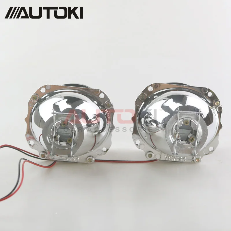 Автомобильный двухцветный светодиодный проектор Autoki angel eyes DRL HID, линзы для фар, биксеноновый комплект для модернизации, обновленный мини 2,5 ''8,0 H1 H4 H7