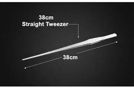 Нержавеющая сталь аквариум прямой Изогнутый пинцет, ножницы, скребок для водорослей, инструмент для очистки аквариума - Цвет: 38cmstraight tweezer