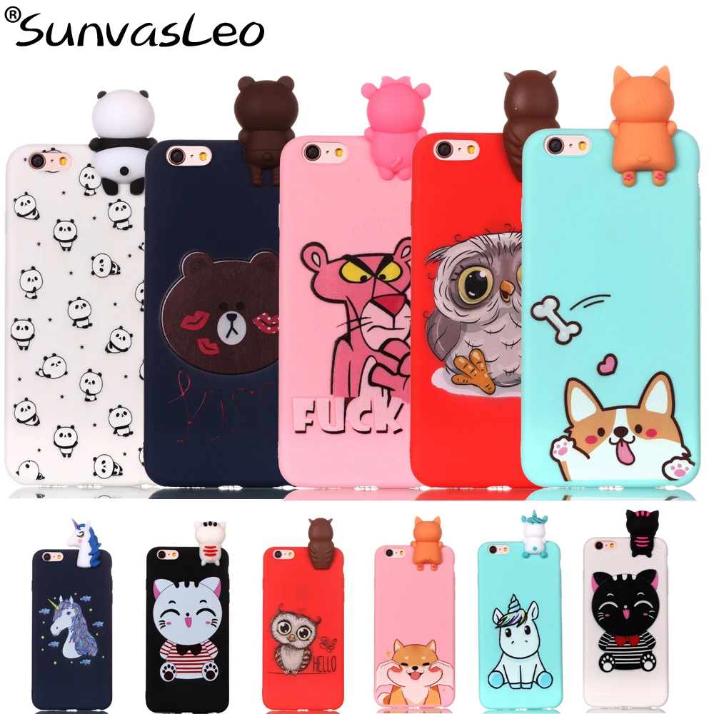 

For iPhone 6 6s 6Plus 6s Plus 7 8 Plus X Case 3D Cartoon Soft Silicone Phone Cover Shell Skin Cases Shell Fundas Coque Protector
