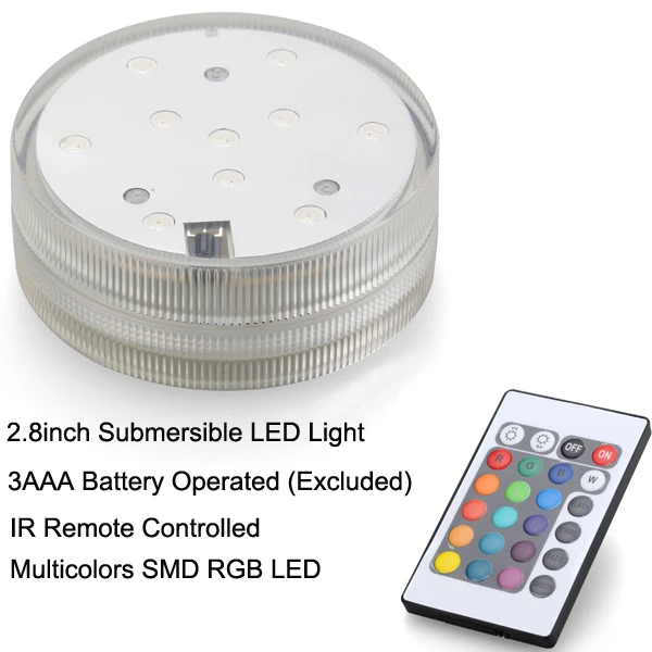 ¡Luces De Nvidad párr Exterior! 12 unids/lote 3AAA pilas sumergible Multicolors RGB LED bajo luz Base W/Remote ¡Luces De Nvidad párr Exterior! 12 unids/lote 3AAA pilas sumergible Multicolors RGB LED bajo luz Base W/Remote