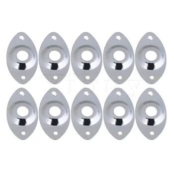 

Yibuy 1 set of 10 Oval Recessed Metal Guitar Jack plate Chrome 49 x 27mm