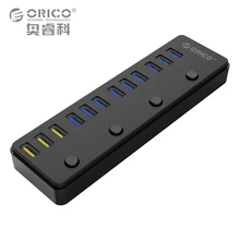 ORICO 60 Вт 12 Порты и разъёмы USB 3.0 концентратор в том числе 3 BC1.2 зарядки Порты и разъёмы и 4 Мощность Настенные переключатели Светодиодные индикаторы (P12-U3)