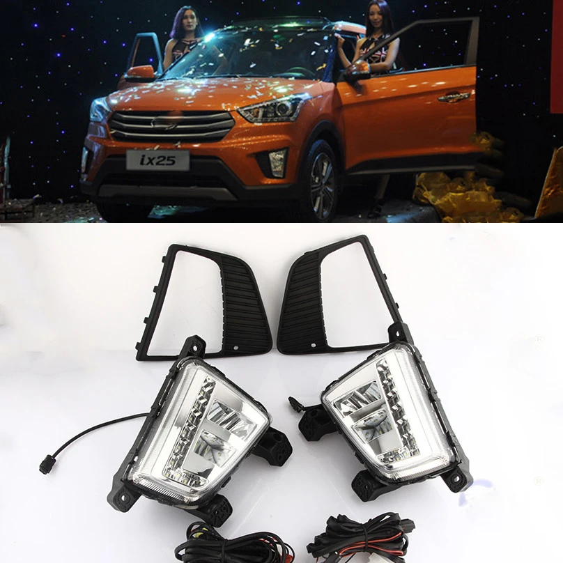 Car Flashing 1 Set DRL For Hyundai IX25 2014 2015 2016 LED DRL Daytime