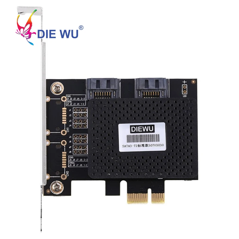 

DIEWU PCIE to 3.0SATA Card 2Ports PCI Express PCIE to 2 Port SATA 3.0 Ports Expansion Controller riser Post card Adapter