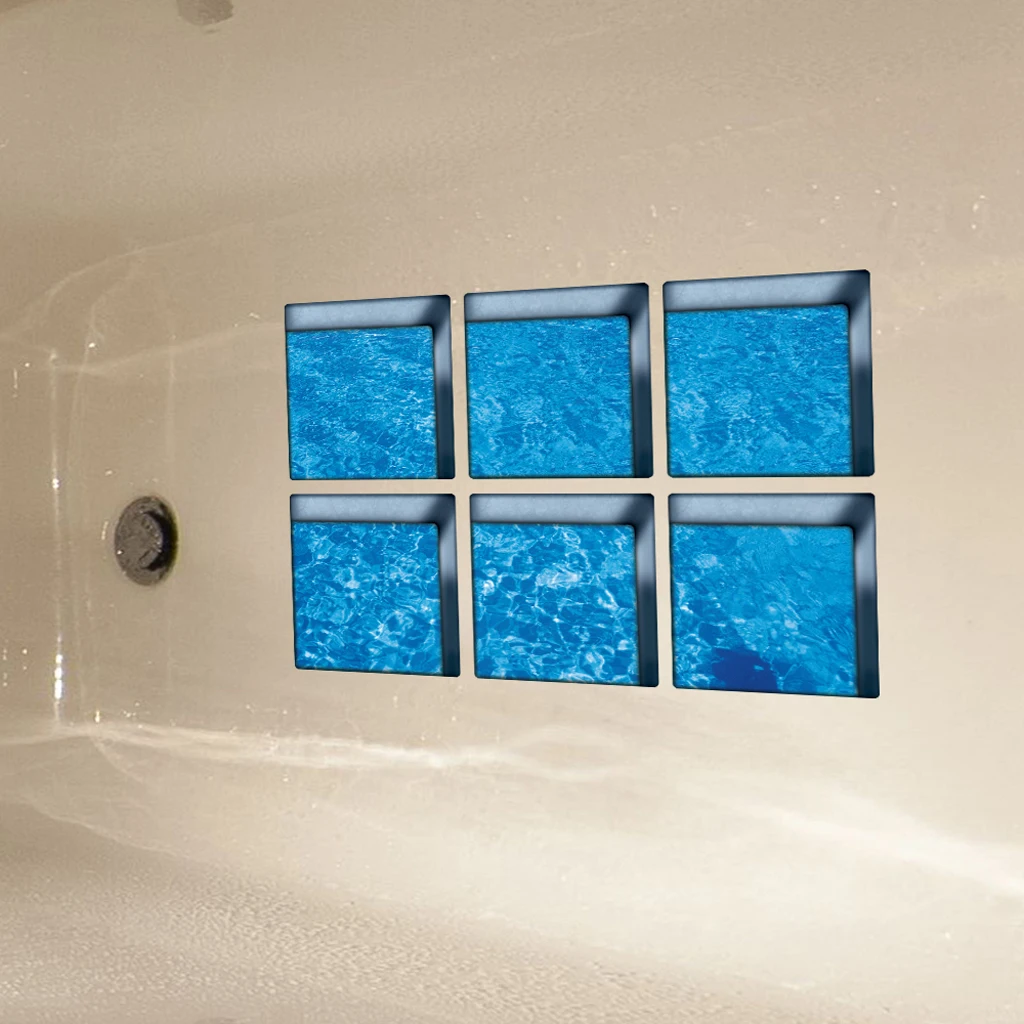 12PCS 3D Effect Waterproof Anti-slip Bathtub Stickers Safety Bath Shower Treads for Bathroom