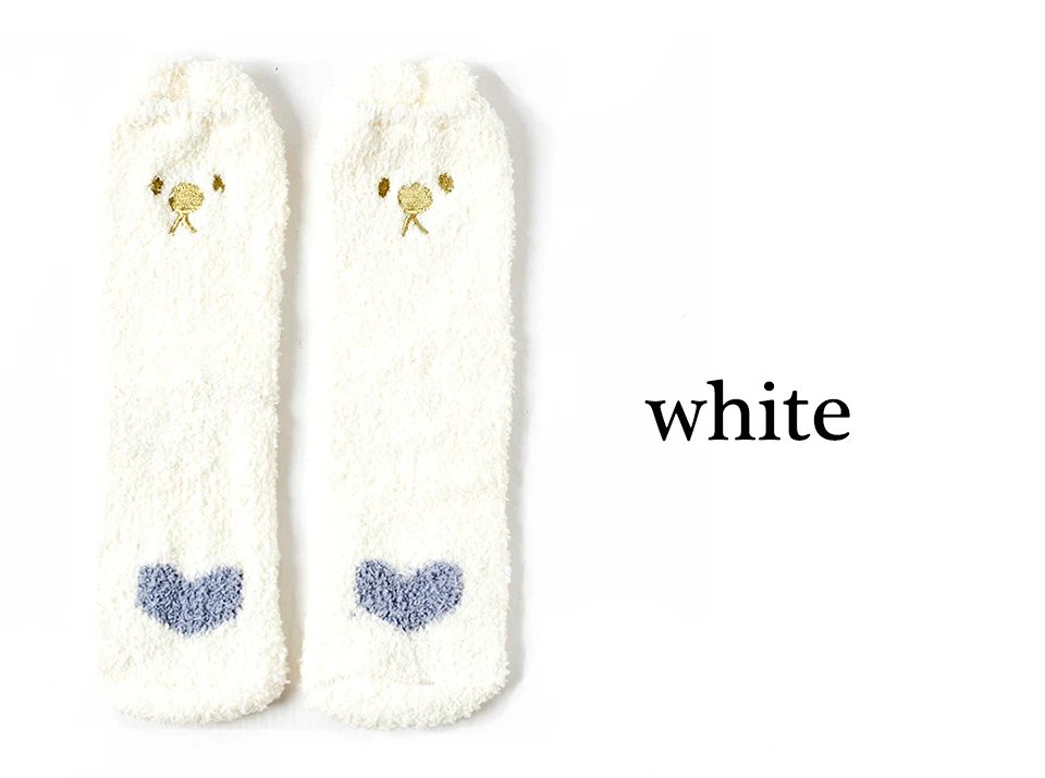 Ladies Winter Japanese Embroidery Animal Corals Velvet Stereo Ear Thick Warm BedS Bed Home Fluffy Socks Coral Velvet Foot Cover (6)