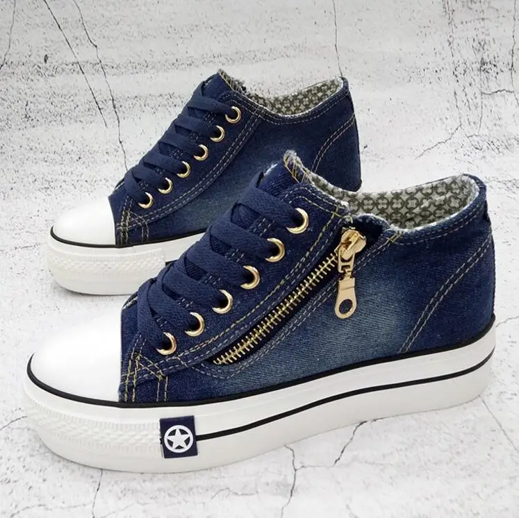 Günstig Mode Frauen Turnschuhe Denim Casual Schuhe Weibliche Sommer Leinwand Schuhe Trainer Lace Up Damen Korb femme Sternen tenis feminino