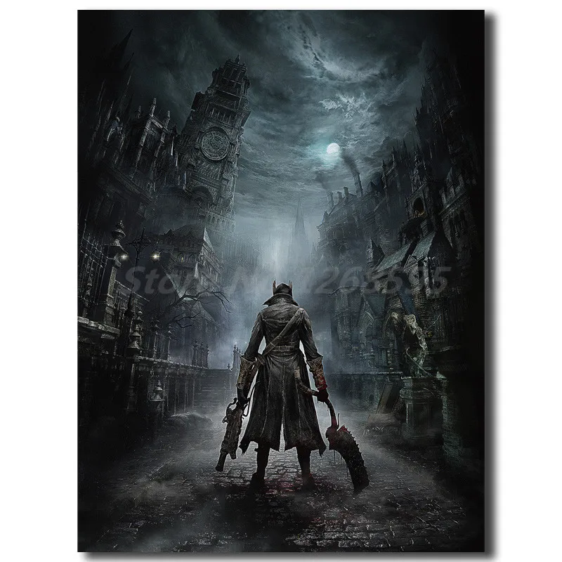 frame inch 18x24 nz Wall Hd Bloodborne Sneak Yharnam Into Canvas Peak Art