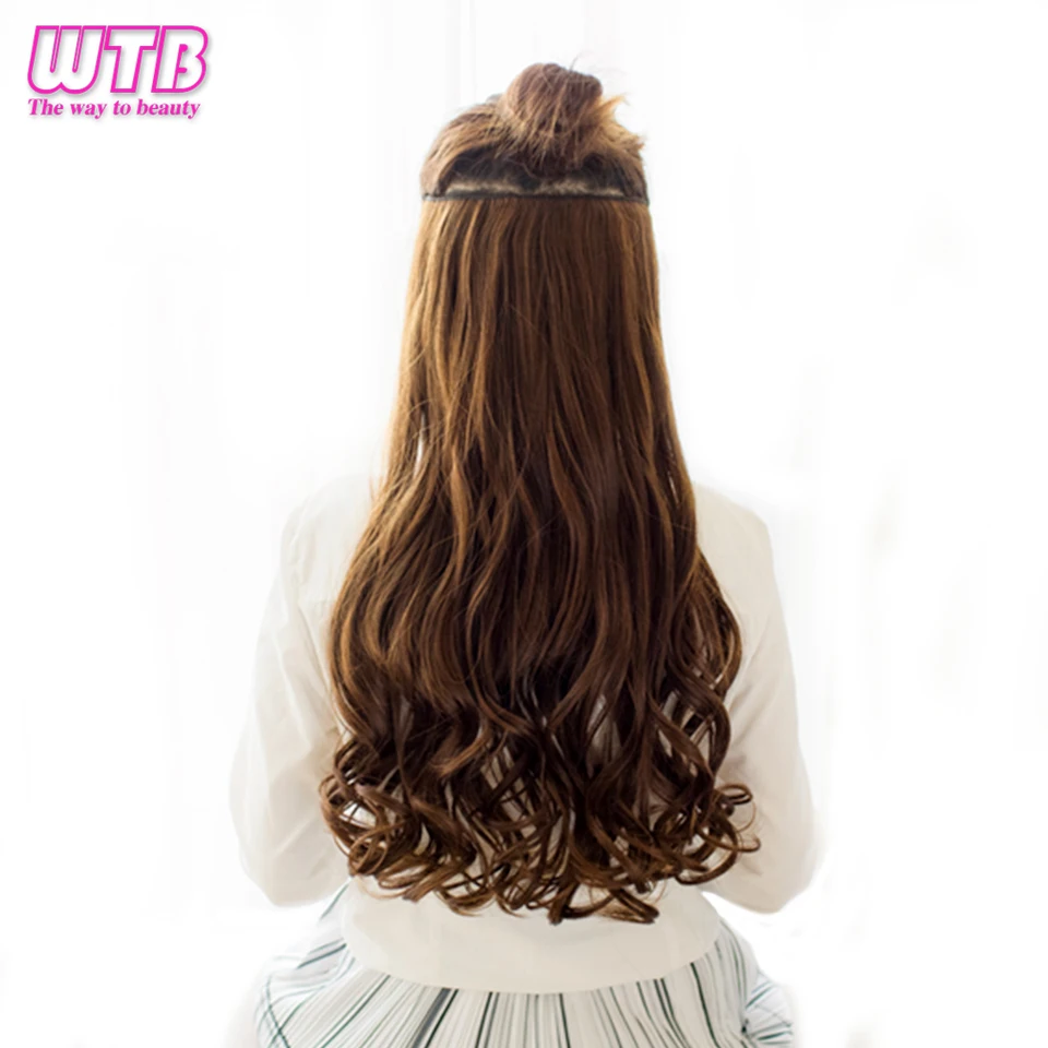 WTB Lady Synthetic Curly Long 5 Clip in Hair Extensions Long 5 Clip in Wavy Synthetic Hair Extension for Women