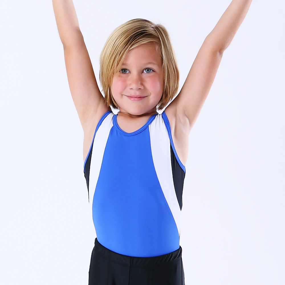 NT17067 Лоскутные гимнастические трико без рукавов для мальчиков, школьные спортивные купальники, детские трико для соревнований, не включая шорты