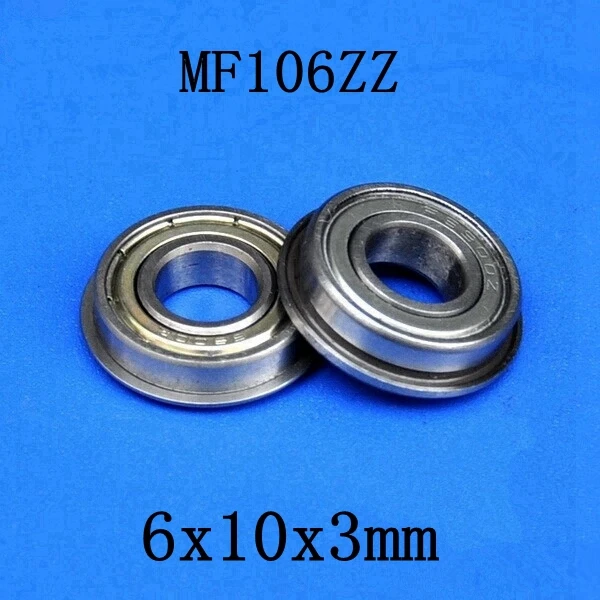 

100pcs/lot MF106ZZ flanged bearing 6x10x3 mm MF106 miniature flange deep groove ball bearings 6*10*3
