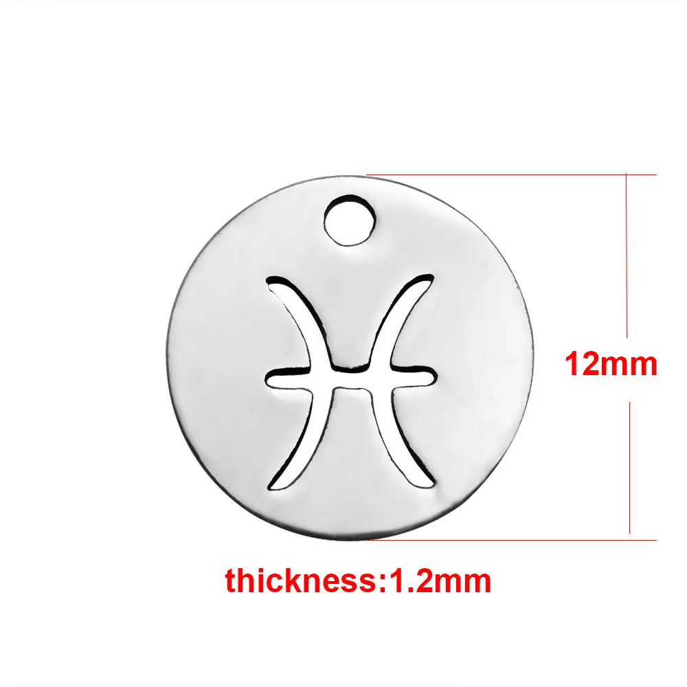 Fnixtar никогда не выцветает 12 мм круглый диск целые 12 кулоны со знаками Зодиака DIY 12 Созвездие Подвески для изготовления ювелирных изделий 12 шт./лот