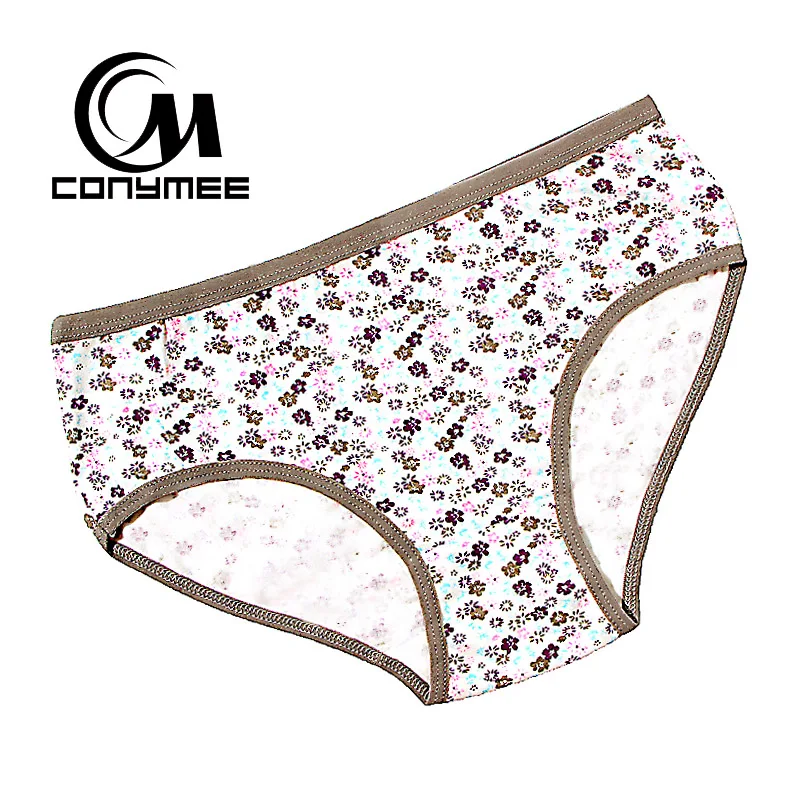 [conymee] Sexy Women Intimates Underwear Floral Printing Cute Girls Panties Calcinha Lady Cotton