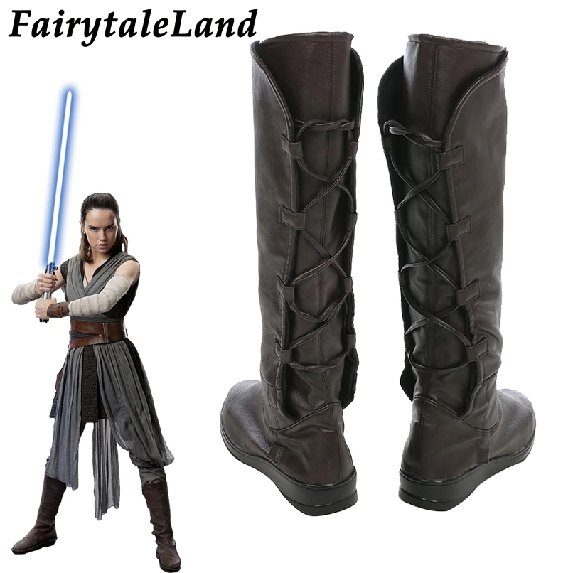 Star Wars The Last Jedi Rey Cosplay Leather Boots Shoes Custom Made.