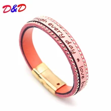D& D Модный женский кожаный браслет с магнитной застежкой, браслеты с камнями, Женские аксессуары