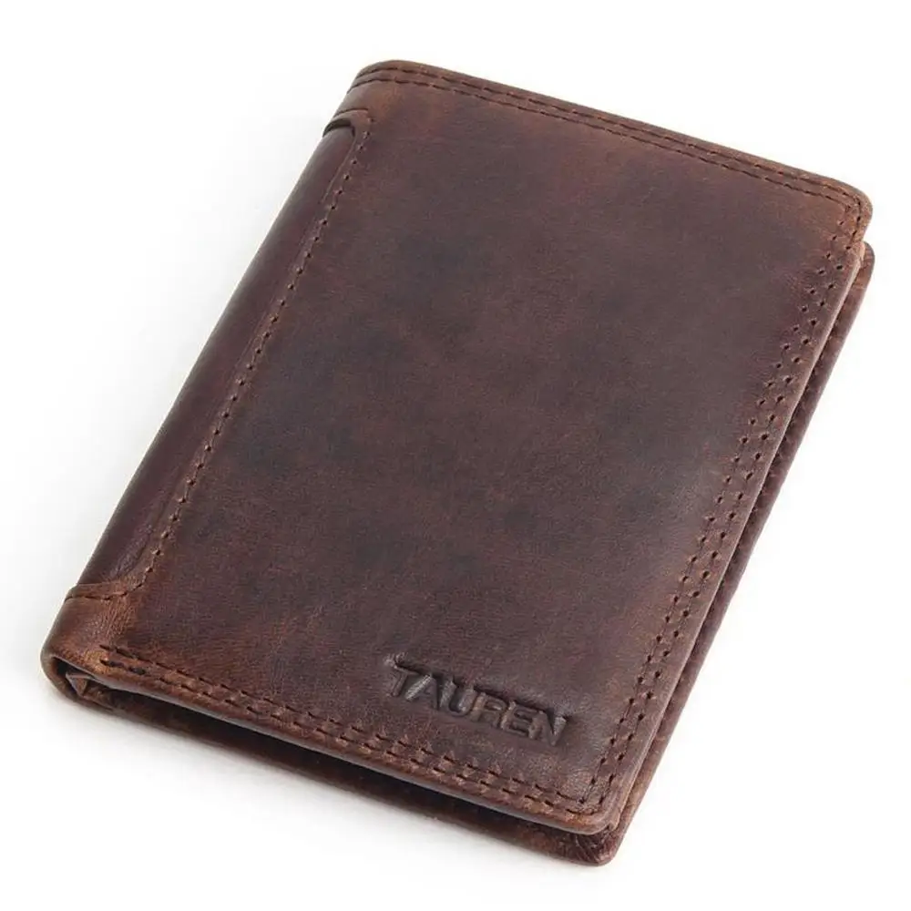 

Best selling crazy horse leather men's cross section multi-card large capacity wallet retro casual leather short wallet