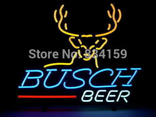 BUSCH BEER LIGHT NEON SIGN STORE DISPLAY REAL NEONBEER BAR 17&quotx14&quot B827 | Лампы и освещение