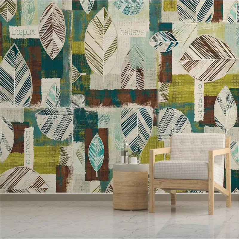 

Modern minimalist geometric leaf background wall professional production wallpaper mural custom photo wallpaper