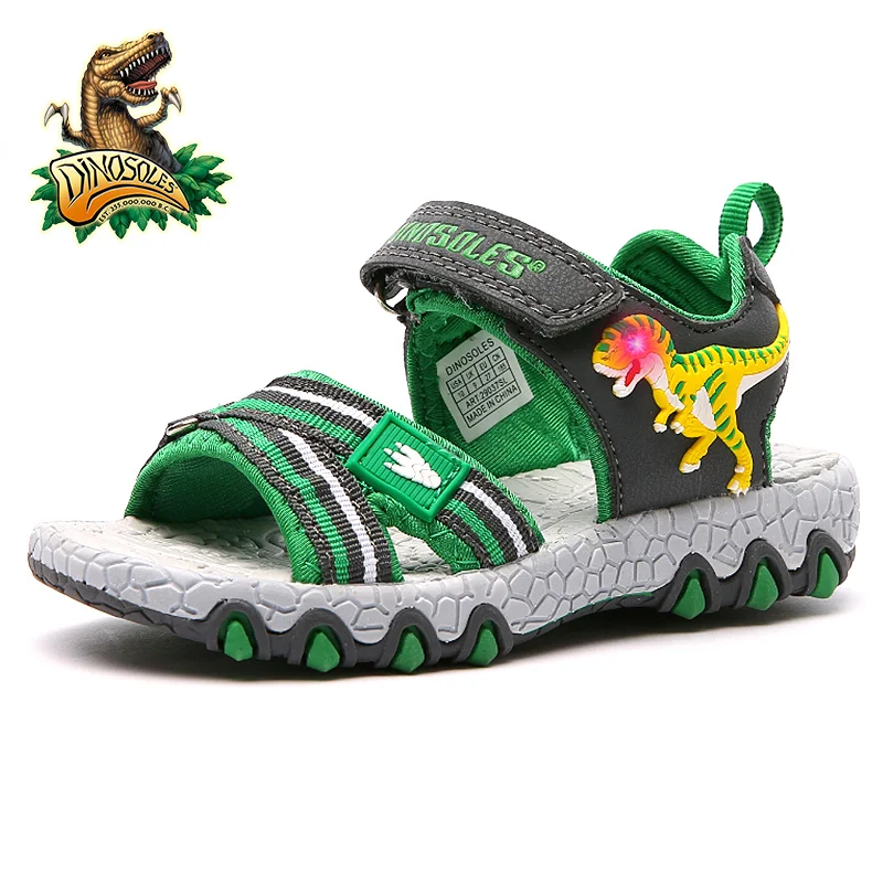 

Dinoskulls Toddler Boys Sandals Light Up Glowing Kids Shoes Mesh Casual Children's Beach Shoes 2019 Summer Sandals for Boys