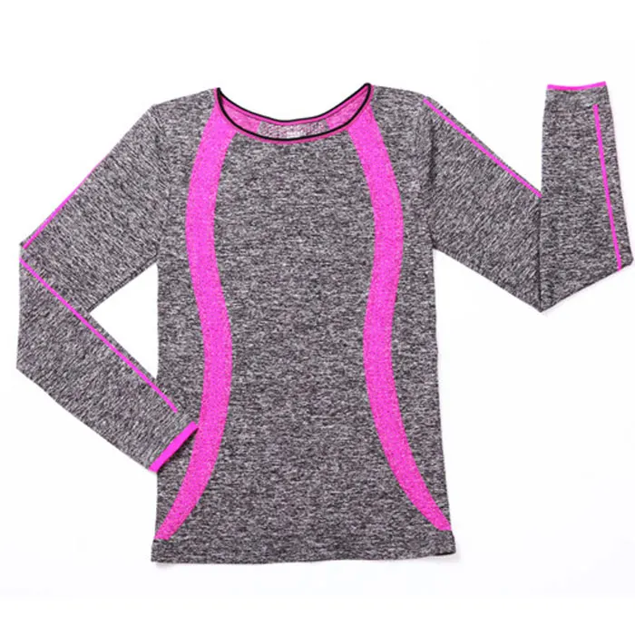 BINAND Женская тонкая спортивная рубашка с длинными рукавами для йоги, высокая эластичность, для тренировок, бега, упражнений, тонкие эластичные мягкие спортивные топы для йоги - Цвет: Rose red