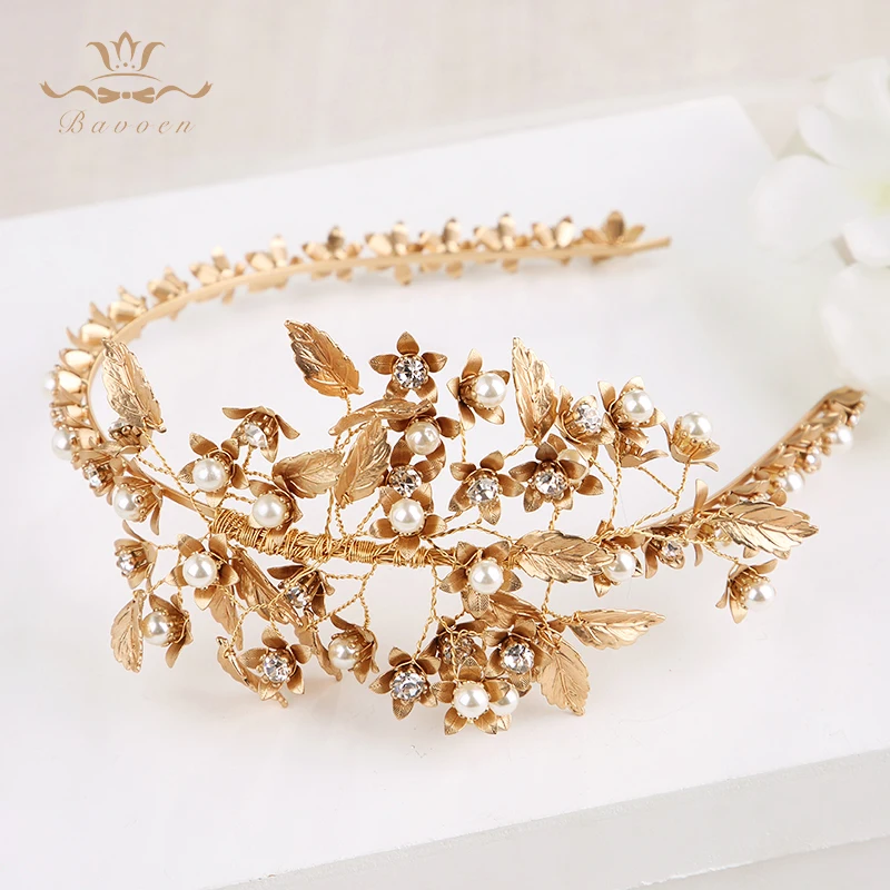 

Vintage Gold Baroque Soft Hairbands for Brides Crystal Tiaras Headpieces Leaves Wedding Dress Accessories Prom Hair Jewelry