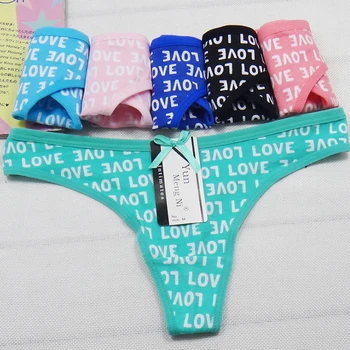 

M L XL Women Cotton Sexy G String Fashion Letter Printed Panties Women's Thongs Briefs Low Waist uUnderpant Underwear For Grils
