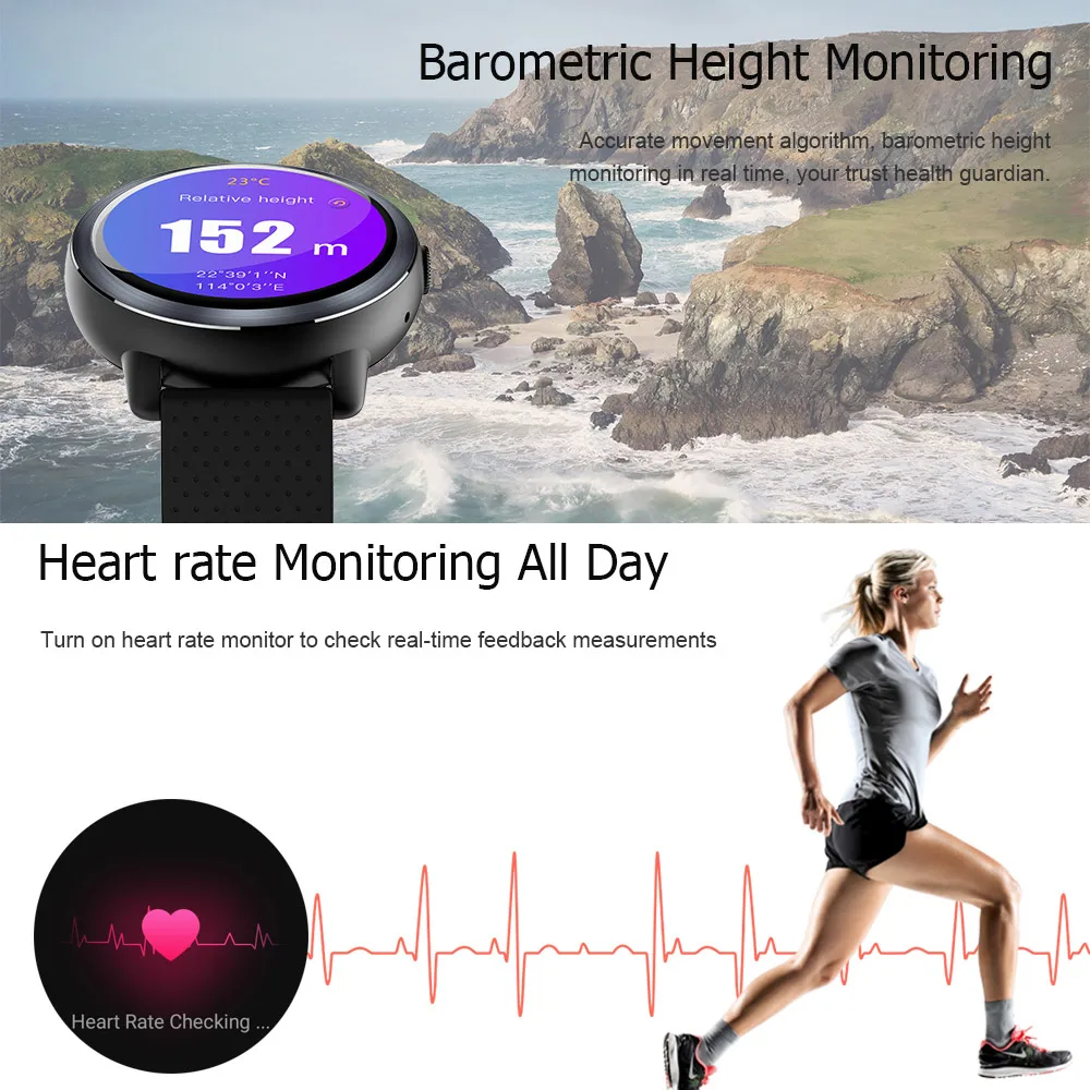Leego LEM8 Smartwatch Android 7 1 LTE 4G Sim WI FI 39 дюйма 2MP Камера gps сердечного ритма IP67